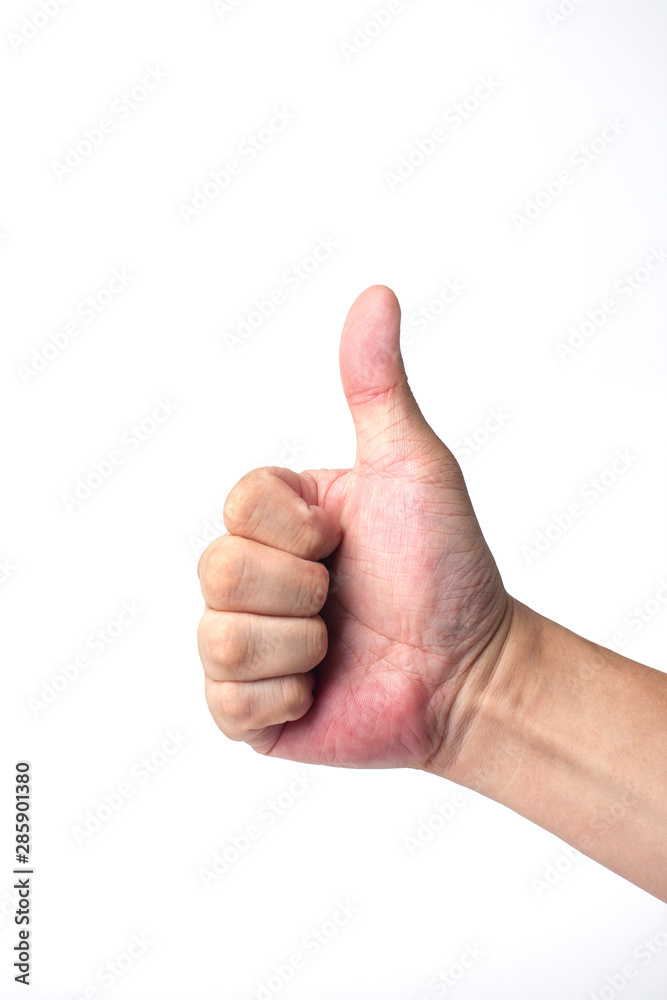 hand with thumb up isolated on white background hand with thumb up isolated on white background