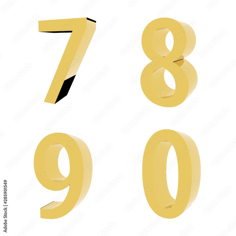 3D number isolated render set 3D number isolated render set