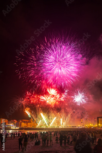 Fireworks night at Donostia San Sebastian, Basque Country.