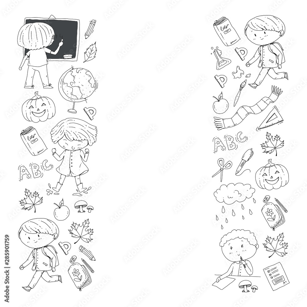 Back to school vector pattern. Education icons for children. Back to school vector pattern. Education icons for children.