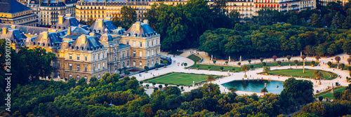 The Luxembourg Palace in The Jardin du Luxembourg or Luxembourg Gardens in Paris, France. Luxembourg Palace was originally built (1615-1645) to be the royal residence of the regent Marie de Medici. photo