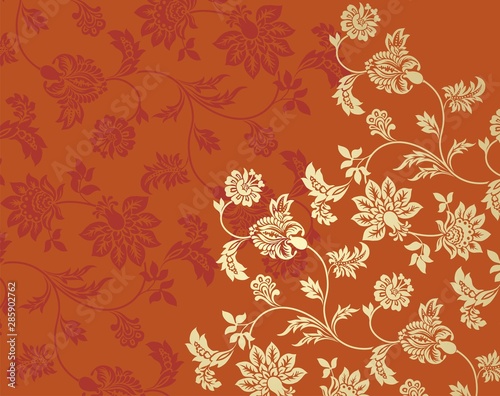 Colorful paisley floral pattern , textile swatch , India 