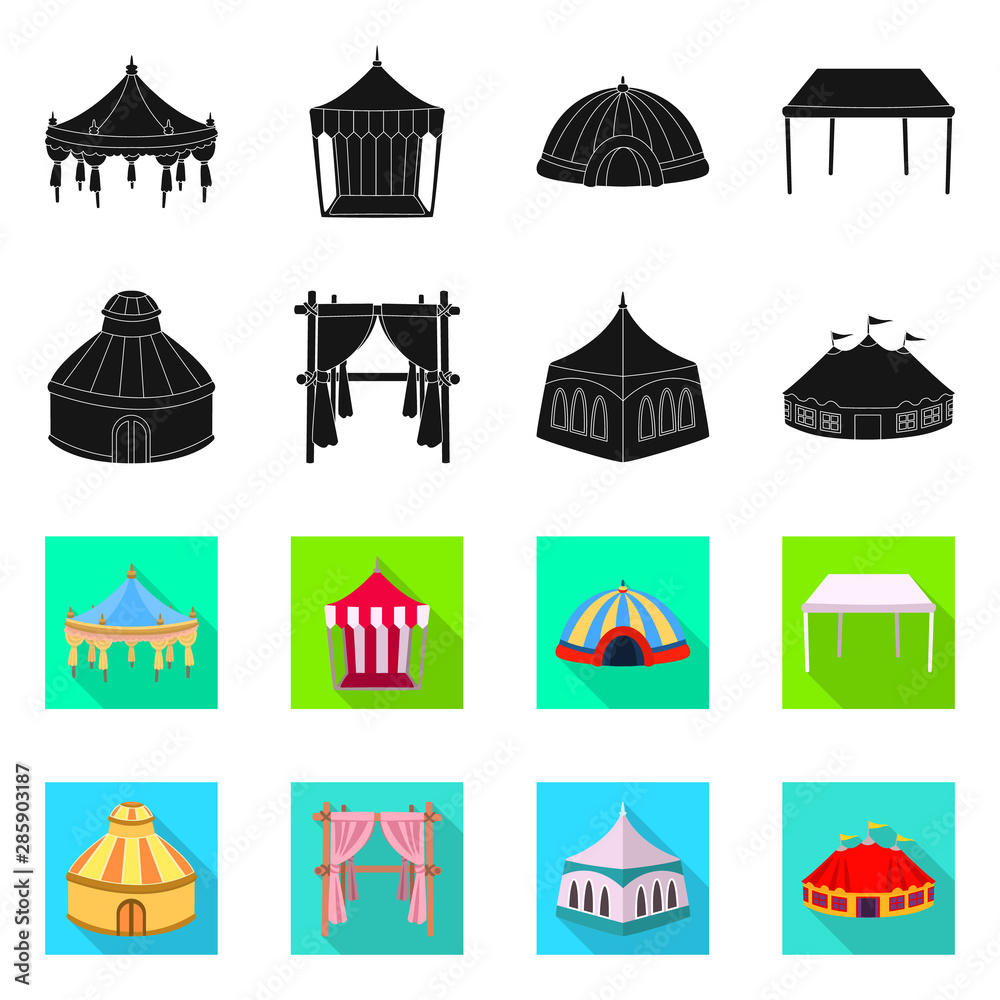 Isolated object of roof and folding sign. Set of roof and architecture vector icon for stock.
