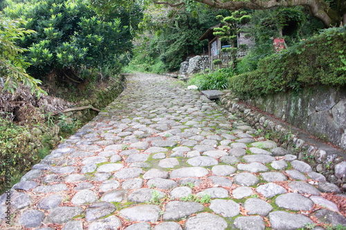 Stone pavement of Kikugawa slope, Tokaido road photo