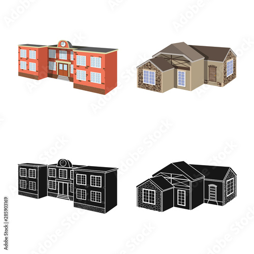 Vector design of facade and housing icon. Set of facade and infrastructure vector icon for stock.