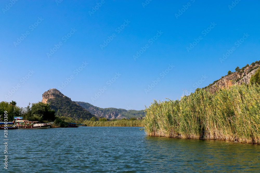 Boat tour on the river - dalyan iztuzu beach Boat tour on the river - dalyan iztuzu beach