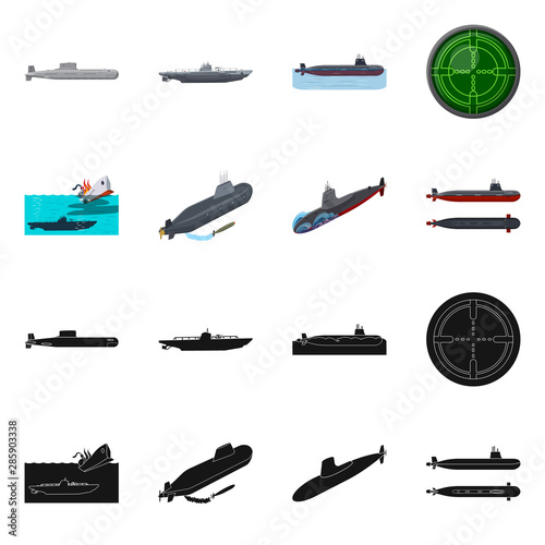 Isolated object of war and ship symbol. Collection of war and fleet stock vector illustration.