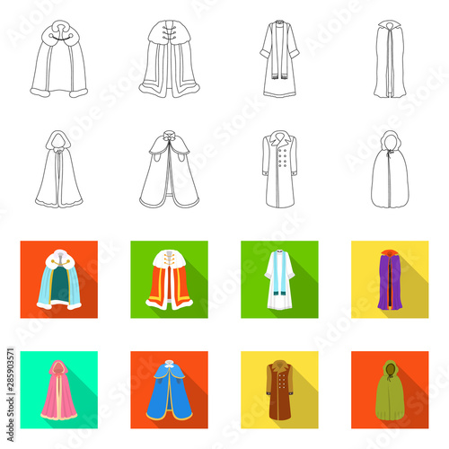 Vector illustration of material and clothing logo. Set of material and garment vector icon for stock.