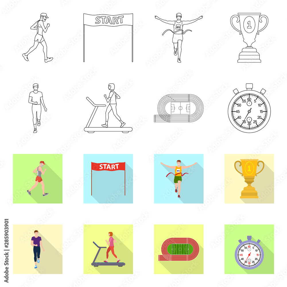 Fototapeta premium Vector illustration of sport and winner sign. Set of sport and fitness vector icon for stock.