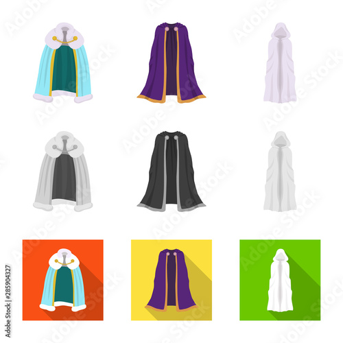 Isolated object of material and clothing icon. Collection of material and garment stock vector illustration.