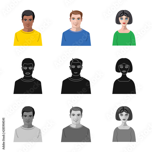 Vector illustration of hairstyle and profession logo. Set of hairstyle and character vector icon for stock.