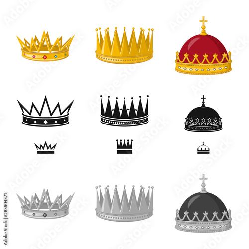 Vector illustration of medieval and nobility symbol. Collection of medieval and monarchy stock symbol for web.