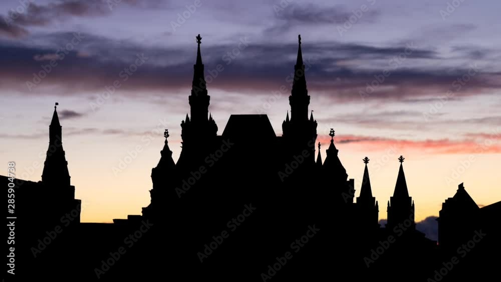 Moscow: The State Historical Museum at Red Square, Time Lapse at Twilight, Russia Moscow: The State Historical Museum at Red Square, Time Lapse at Twilight, Russia
