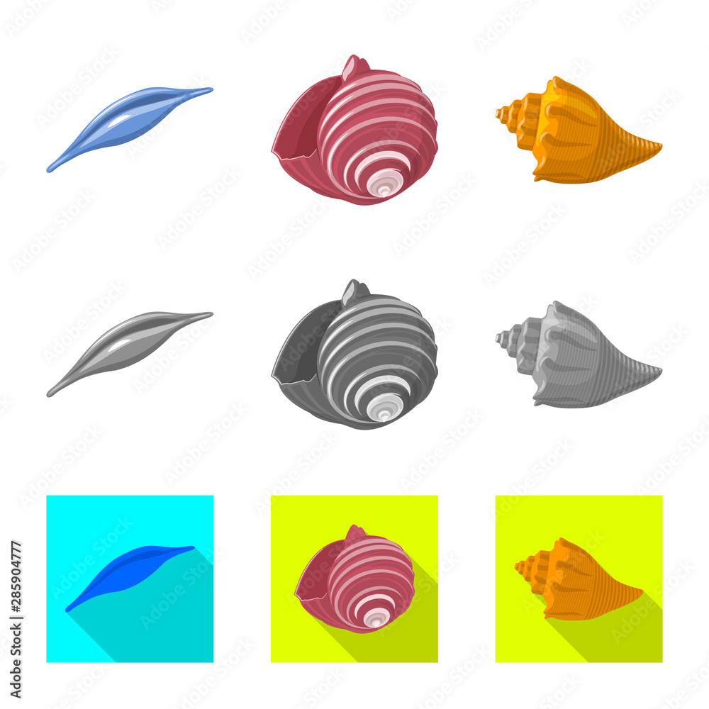 Obraz premium Vector illustration of animal and decoration symbol. Set of animal and ocean vector icon for stock.