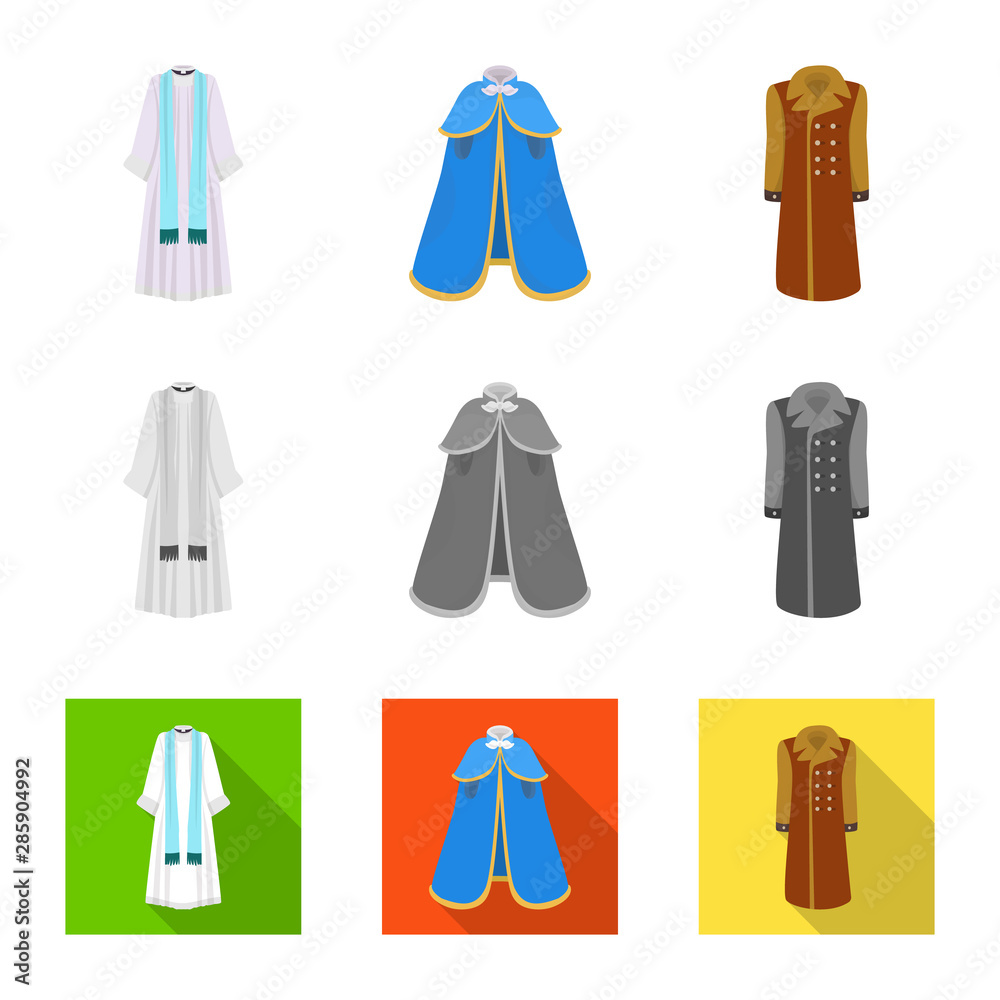 Vector design of material and clothing sign. Set of material and garment vector icon for stock. Vector design of material and clothing sign. Set of material and garment vector icon for stock.