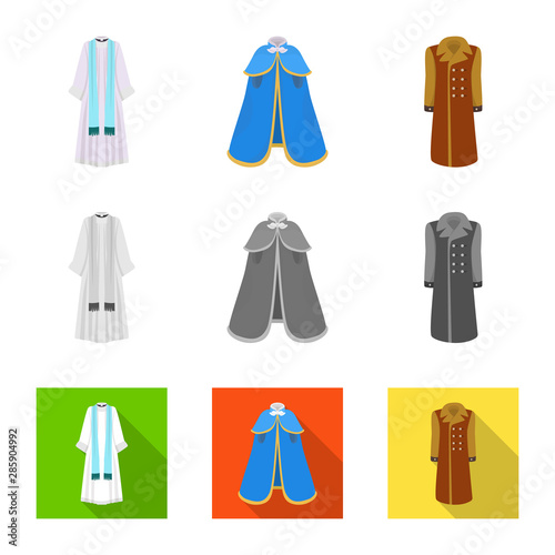 Vector design of material and clothing sign. Set of material and garment vector icon for stock.