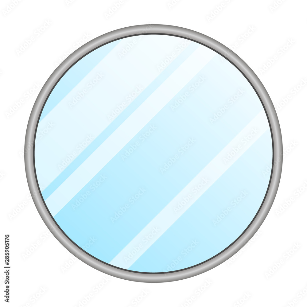 Mirror isolated. Interior decoration in frame, circle round Mirror isolated. Interior decoration in frame, circle round