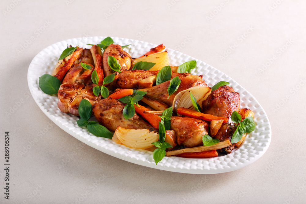 Roast chicken drumsticks with vegetables Roast chicken drumsticks with vegetables