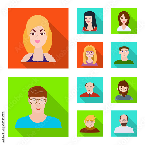 Vector design of avatar and person icon. Collection of avatar and profession vector icon for stock.