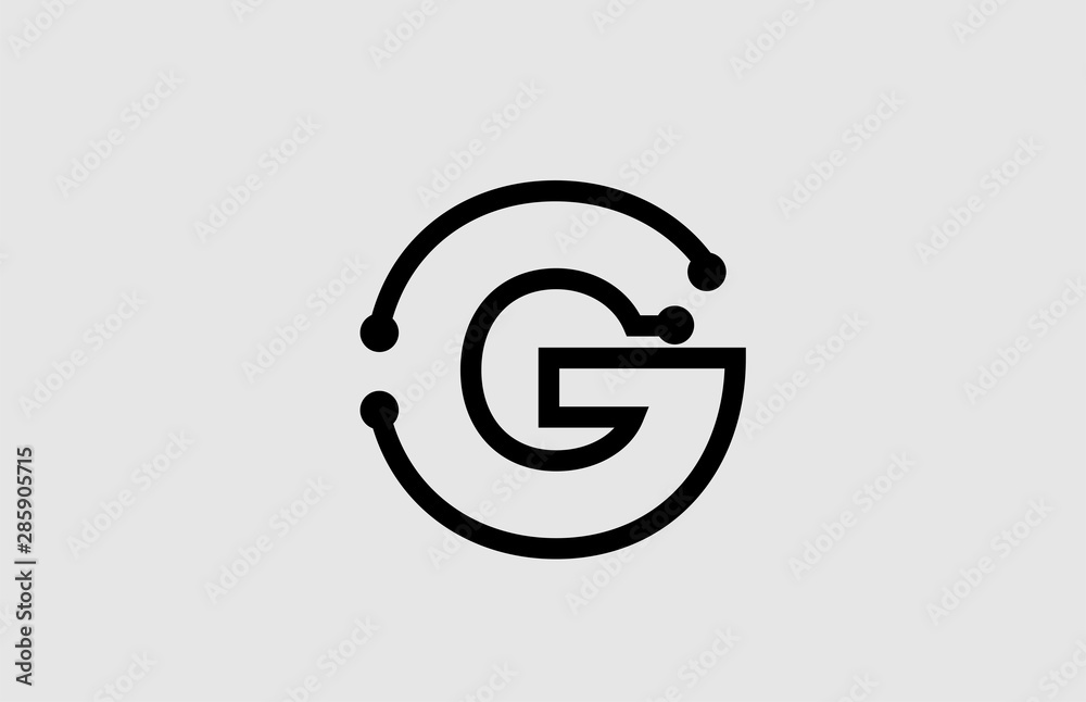 G letter alphabet logo design with line and dots Stock Vector | Adobe Stock