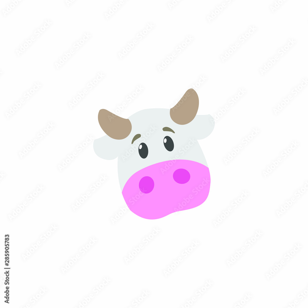 Avatar of a cow on a white background, cartoon cow logo vector mascot character avatar download