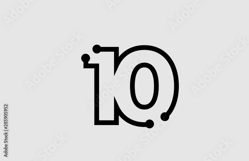number 10 logo design with line and dots