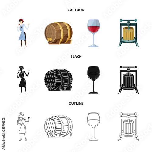 Vector illustration of farm and vineyard sign. Set of farm and product stock vector illustration.