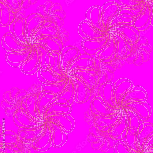 the pattern is floral on a bright pink background. golden thread © marsela564