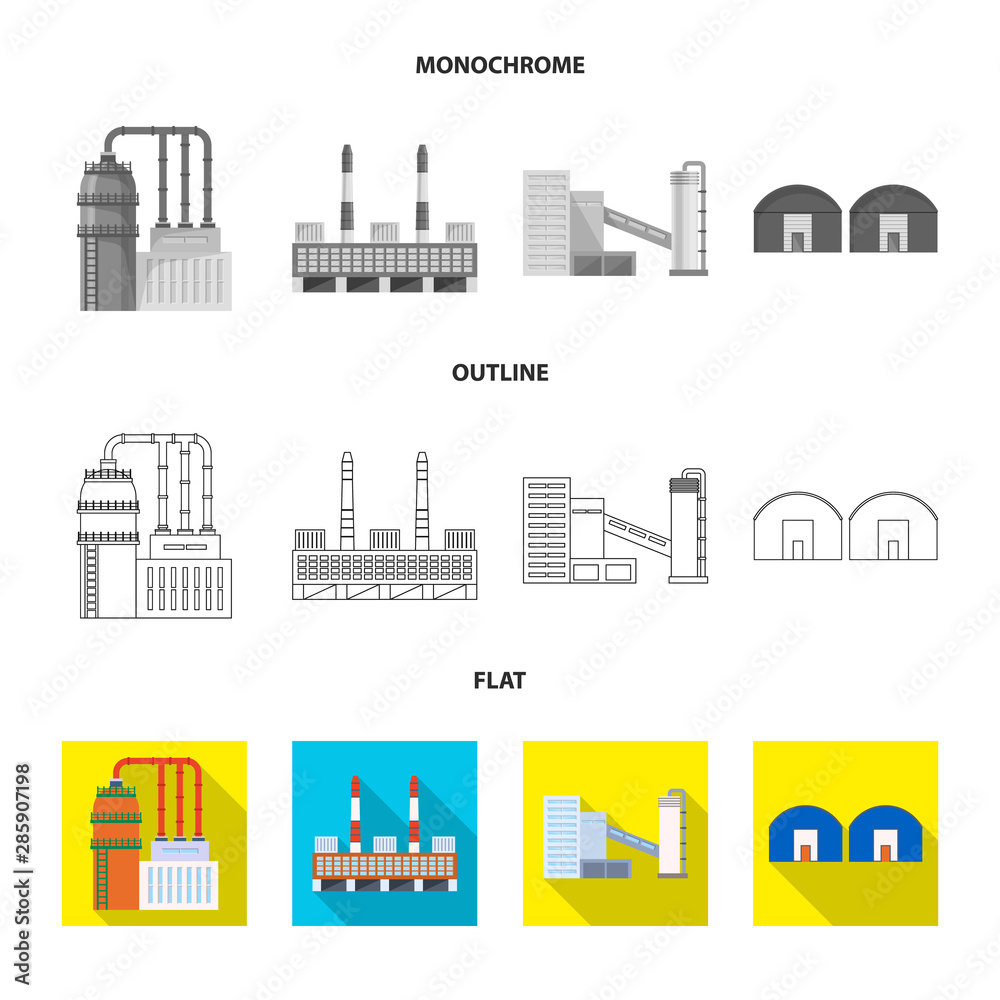 Vector design of production and structure sign. Collection of production and technology stock vector illustration.
