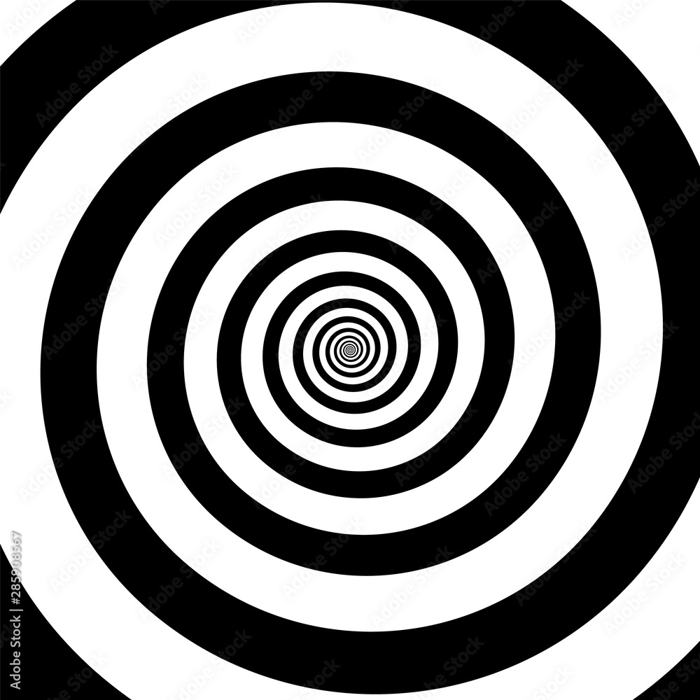 Fotografie Spiral illusion black and white circular rotation effect