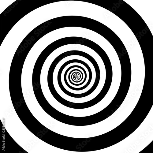 Spiral illusion black and white circular rotation effect. Vector illustration