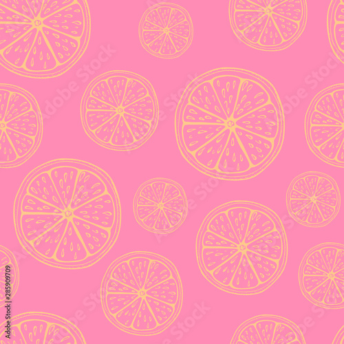 Outline orange fruit seamless pattern