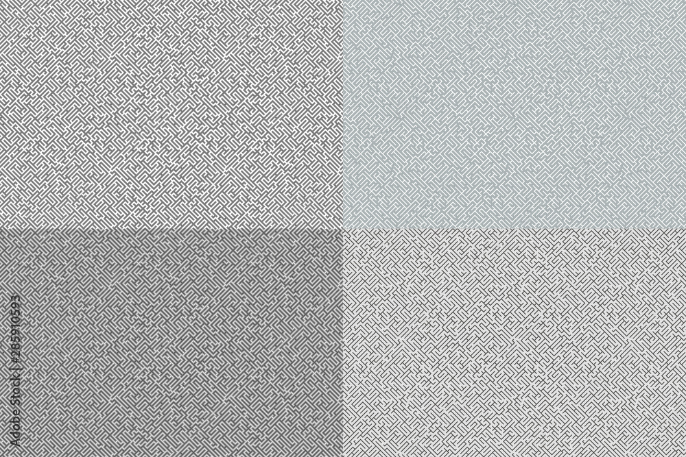 Fototapeta premium Vector maze seamless pattern. Set of abstract geometrical seamless background.