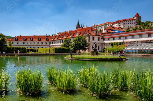 Wallenstein gardens with baroque palace in Prague, the home of Czech Senate. Prague, Czech Republic photo
