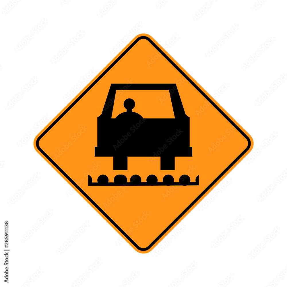 USA traffic road signs.pavement has been milled or grooved.vector