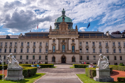 Straka Academy (Strakova akademie), neo-baroque building on the left bank of the Vltava river and the seat of the Czech Government. Prague, Czech Republic