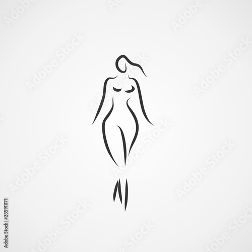 silhouette of a woman body shape line illustration