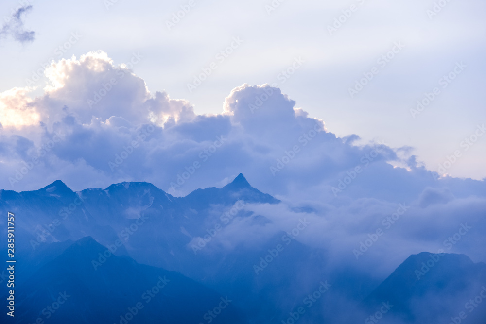 北アルプス、蝶ヶ岳からの絶景眺望、穂高連峰、槍ヶ岳、 北アルプス、蝶ヶ岳からの絶景眺望、穂高連峰、槍ヶ岳、