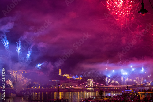 Annual fireworks on August 20 over Danube river and Chain bridge.
