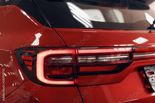 Close-up of the rear light of a modern car. Led optics of the car. Detail on the rear light of a car. Car detail. Developed Car's rear brake ligh © svetlichniy_igor