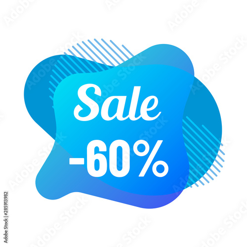 discount 60 percent off sale offer blue color bubbles. abstract fluid vector bubbles with discounts. abstract gradient banner with flowing liquid shapes illustration for promo advertising discounts