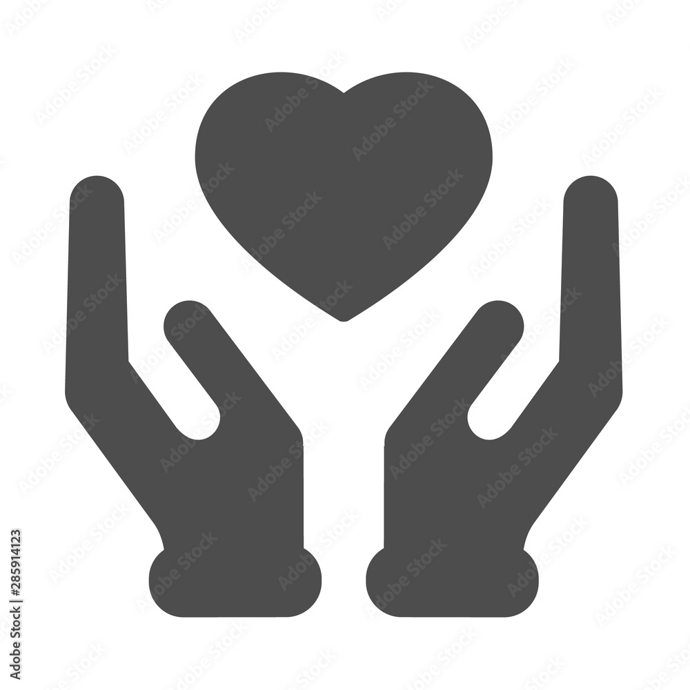 heart in hands vector icon isolated on white background. healthcare flat icon for web, mobile and user interface design. medical healthcare concept