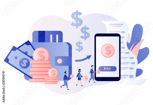 Online payment concept. Digital bill. Modern flat cartoon style. Vector illustration