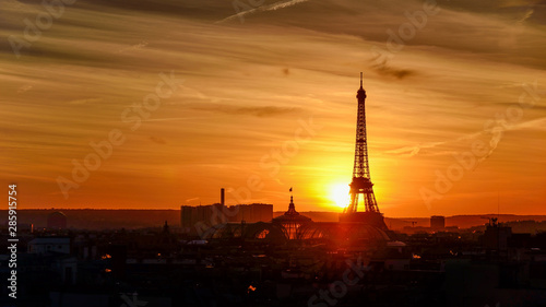 Paris cityscape at sunset - eiffel tower  FRANCE