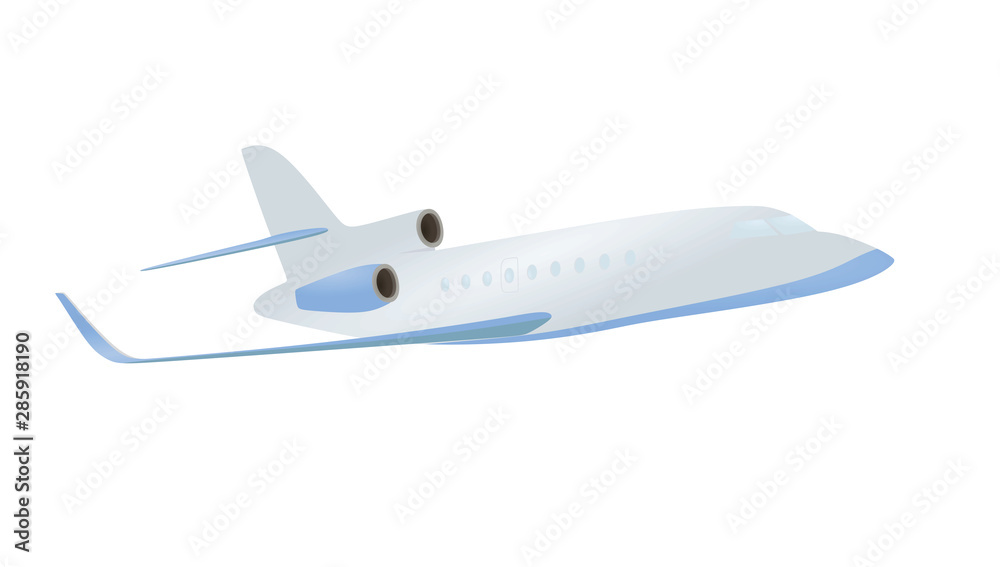 Blue small airplane. vector illustration