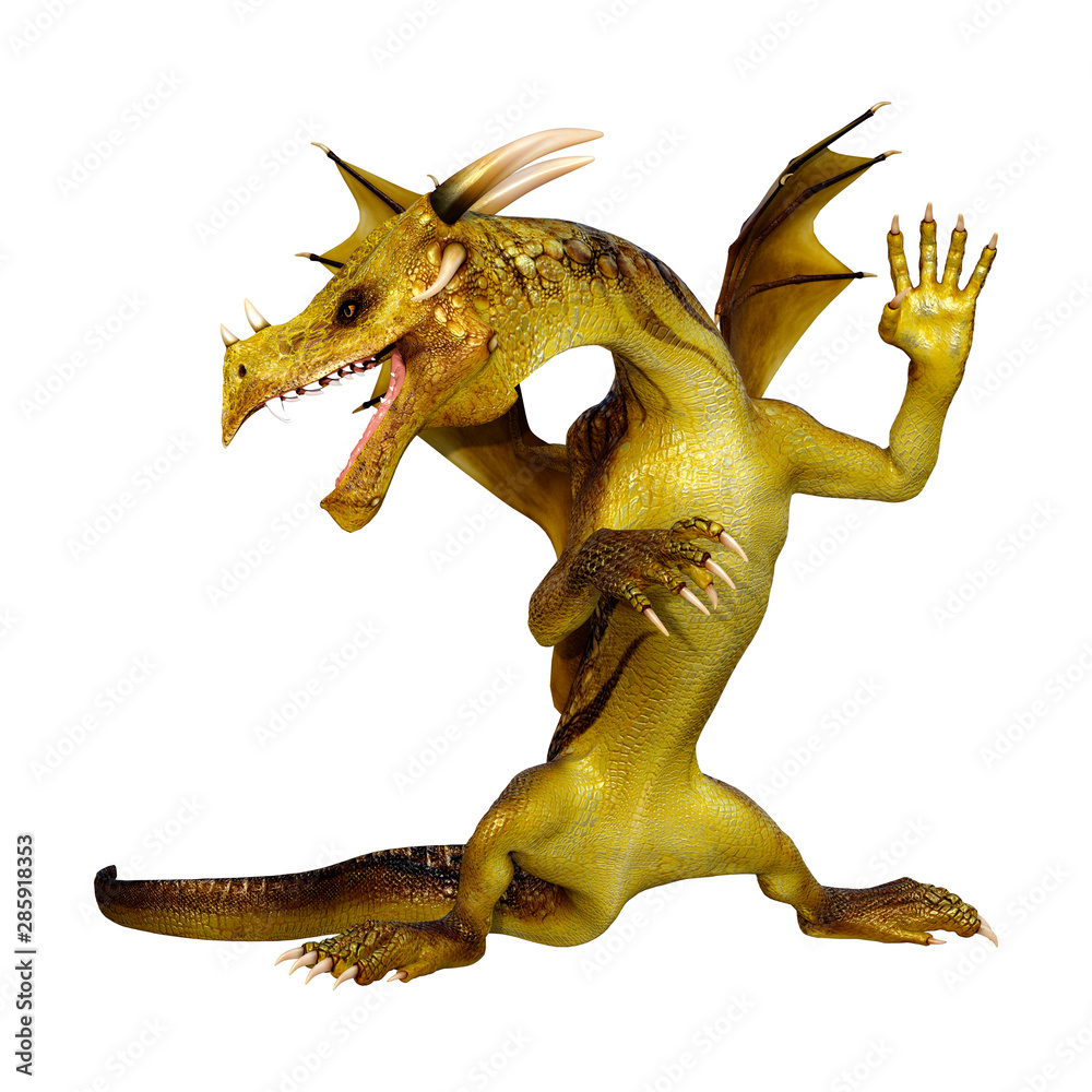 Fototapeta premium 3D Rendering Fairy Tale Dragon on White
