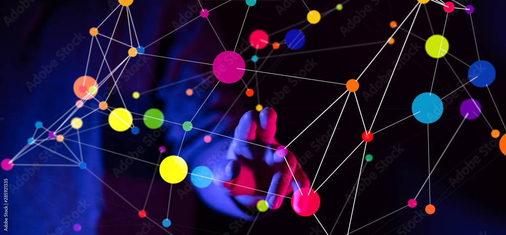 touching global network and data exchanges over the world 3D rendering touching global network and data exchanges over the world 3D rendering