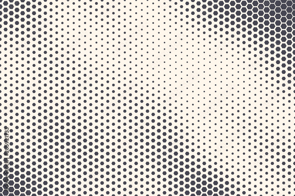 Hexagon Shapes Vector Abstract Geometric Technology Background Isolated On Light Background. Halftone Hex Retro Simple Pattern Backdrop. Minimal 80s Style Dynamic Tech Wallpaper