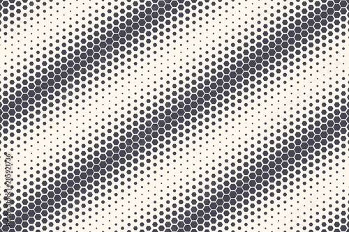 Hexagon Structure Vector Abstract Geometric Technology Background. Halftone Hex Retro Simple Pattern. Minimal 80s Style Dynamic Tech Wallpaper