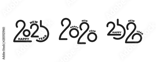 2020 New Year. Winter holiday lettering typography logo set for New Year 2020 celebration